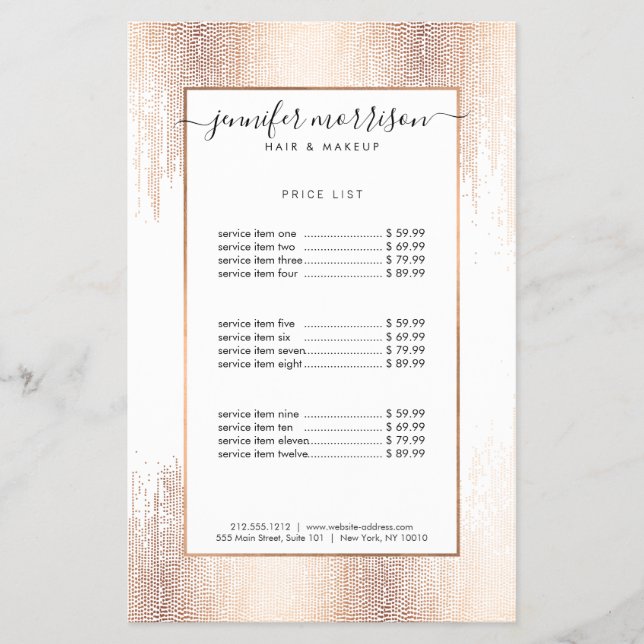 Glam Script Rosa Dourado Confete Chuva Flyer (Frente)