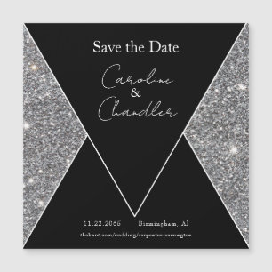 Glam Silver e Black Weding the Date Magnetic