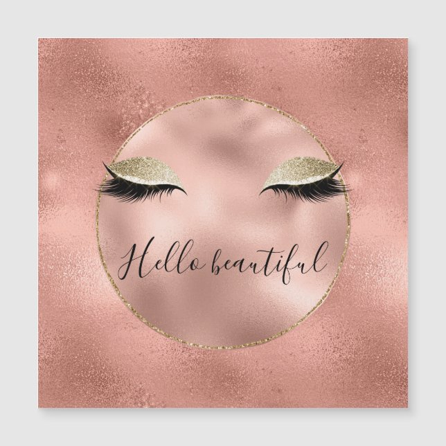 Glama Cor-de-Rosa Dourada Glitzy Eilashes Pretos (Frente)