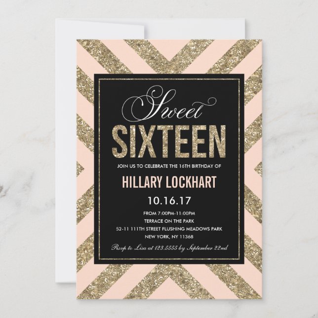 Glamoroso Brilho | Convite de Festa Sweet Sixteen (Frente)