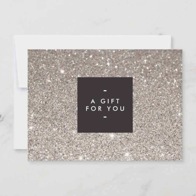 Glamorous Silver Glitter Modern Beaut Gift Card (Frente)