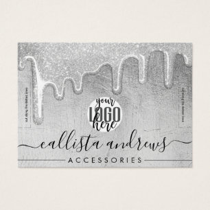 Glamorous Silver Thick Glitter Drips Logo Bracelet