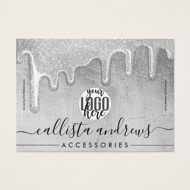 Glamorous Silver Thick Glitter Drivers Logotipo -  (Frente)