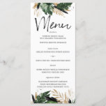 Glamorous Summer Greenery Menu de Casamento Tropic<br><div class="desc">Belos cartões de cardápio para elogiar suas configurações de mesa no seu casamento ou na próxima festa de janto. Adicione seu texto personalizado a este design usando as caixas "Editar este modelo design" no lado direito do item, ou clique no botão azul "Personalizar" para organizar o texto, alterar as fontes...</div>