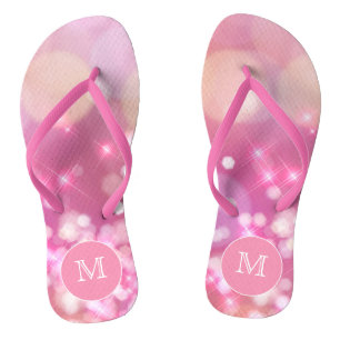 Glamorus cor-de-rosa brilha Chinelos monogramas