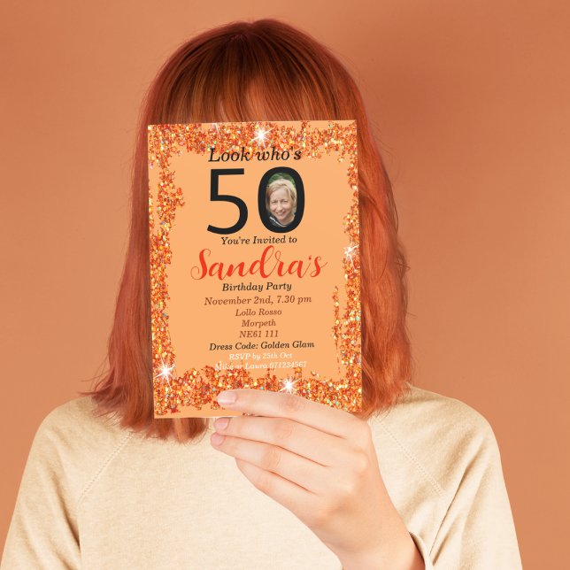 Glamour personalizado do 50º convite de aniversári (Criador carregado)