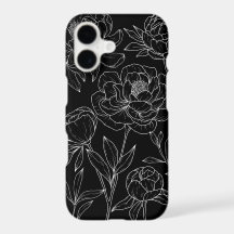 Glamour Preto e Branco Desenho Floral a Linha