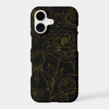 Glamour Preto e Dourado Desenho Floral a Linha