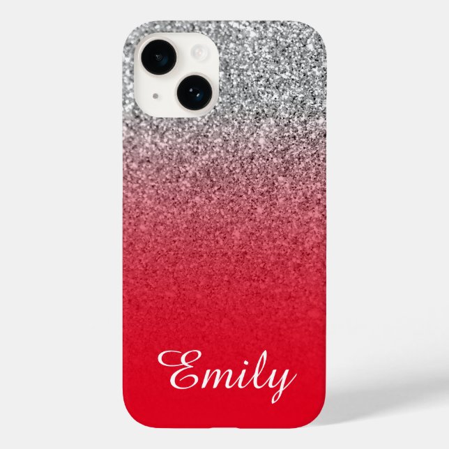Glamour Vermelho e Prata Ombre Personalizado (Verso)