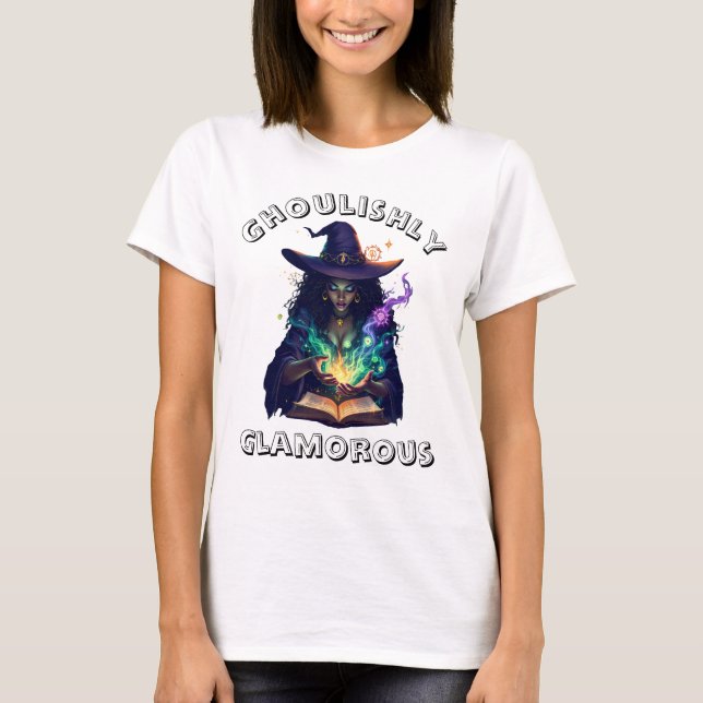 glamourosa! T-Shirt bruxa de Halloween (Frente)