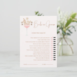 Glass Beige Wildflower Bride ou Groom Game Card
