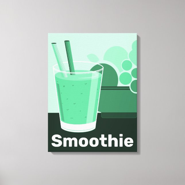 Glass Black-White-Green Kitchen Wall Art - Canvas (Frente)