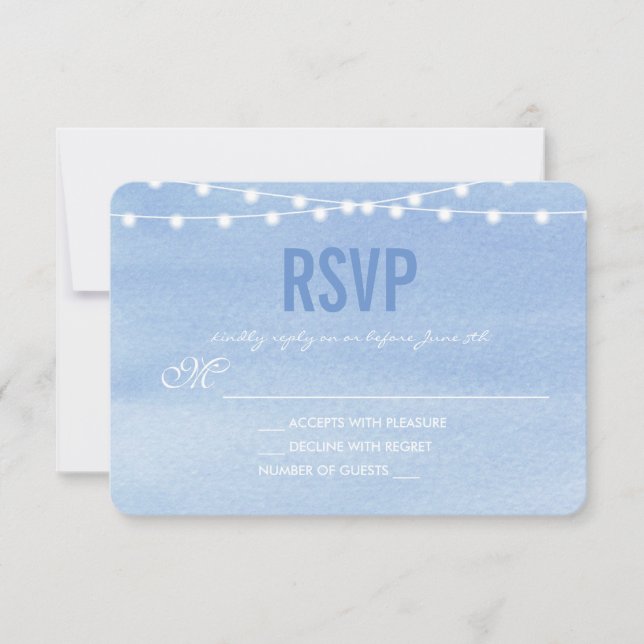 Glautas Blue Watercolor String Luzes RSVP (Frente)