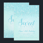 Glitter Aquático, 16 Convites Doce<br><div class="desc">Convites De Literatura Aqua. Este convite de vidro foi desenhado com um belo brilho aqua em fundo de rosa claro. Feito para ser especial para adolescentes, este convite de 16 anos para o glitter aqua será uma apresentação fabulosa para o seu dia especial. Outros suprimentos coordenadores do Sweet Sessenta estão...</div>