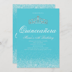 Glitter Aquático Adorável, Convites De Quinceanera
