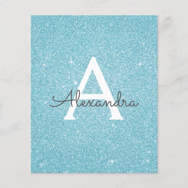 Glitter Azul de Orçamento Doce Dezesseis Aniversár (Frente)