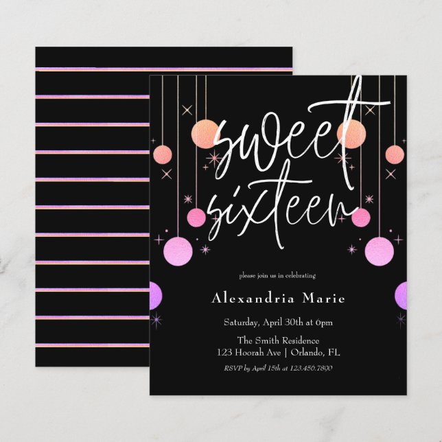 Glitter Colorido de Orçamento Glam Doce 16 Anivers (Frente/Verso)