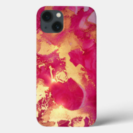 Glitter de Aquarela Fuschia Dourado iPhone / iPad 