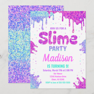 Glitter de Convite de Aniversário do Slimp Party