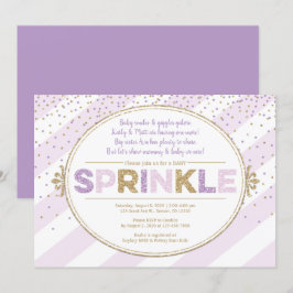 glitter de convite para bebê de ouro roxo