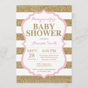 Glitter de Convite para Chás de fraldas Rosa e Dou