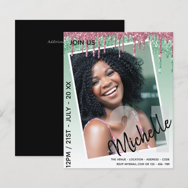 Glitter de Drivers de FOTO aniversário de 21 anos  (Frente/Verso)