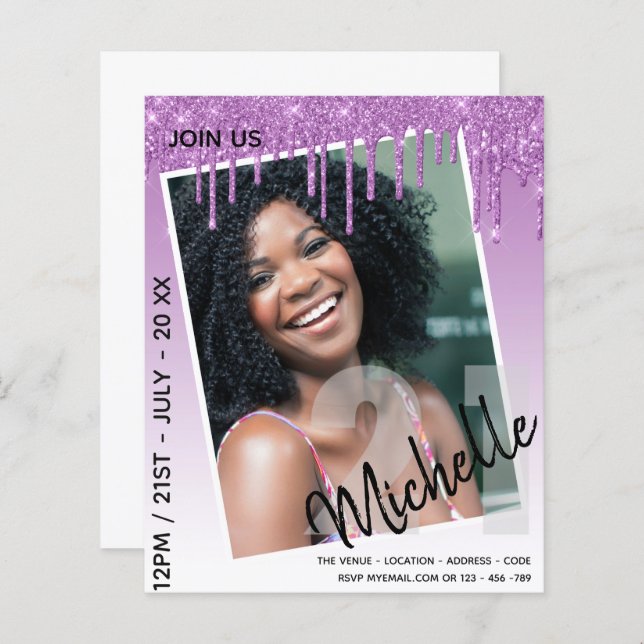 Glitter de Drivers de FOTO aniversário de 21 anos  (Frente/Verso)