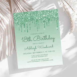 Glitter de Orçamento 18º Convite de Aniversário Ve