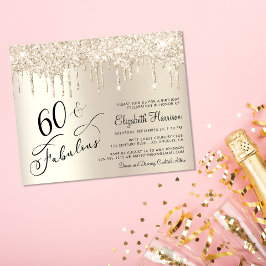 Glitter de Orçamento Dourado 60º Convite de aniver