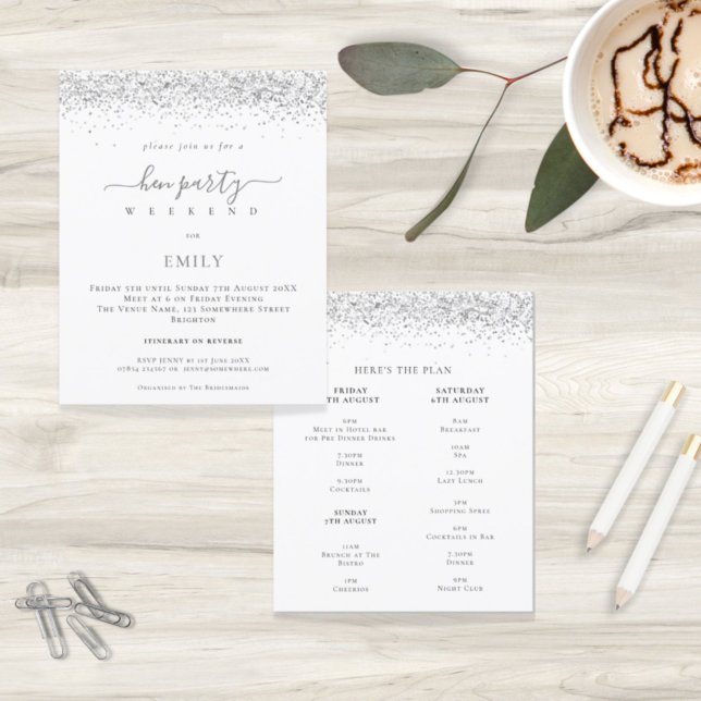 Glitter de Prata de Orçamento Hen Fim de Semana Co (Criador carregado)