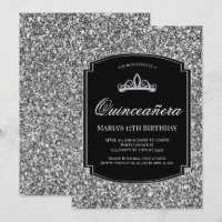 Glitter de Silver Estimulante Convites de Quinceañ