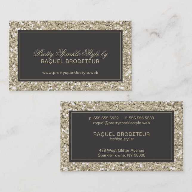 Glitter Dourado Cartão de visita (Frente/Verso)