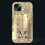 Glitter Dourado Chic Drives Monograma - Metal Rosa<br><div class="desc">O elegante, moderno, brilho dourado cai dourado, dourado, nome personalizado e capas de iphone monograma. Este design apresenta brilho amarelo de brilho dourado pingando fundo de metal escovado em ouro com modelo de texto personalizado monograma inicial e nome próprio. Um presente feminino perfeito para mulheres e raparigas que amam coisas...</div>