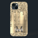 Glitter Dourado Chic Drives Monograma - Metal Rosa<br><div class="desc">O elegante, moderno, brilho dourado cai dourado, dourado, nome personalizado e capas de iphone monograma. Este design apresenta brilho amarelo de brilho dourado pingando fundo de metal escovado em ouro com modelo de texto personalizado monograma inicial e nome próprio. Um presente feminino perfeito para mulheres e raparigas que amam coisas...</div>