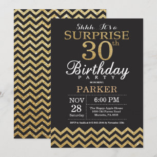 Glitter Dourado de Convite para aniversário de 30 