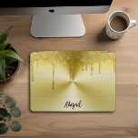 Glitter Dourado de Disjunção de Luxo Personalizado<br><div class="desc">Belo brilho de luxo brilha com brilho Dourado com textura de metal escovado Cobrir personalizado iPad Pro</div>
