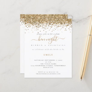 Glitter Dourado De Orçamento Durante Convite Notu