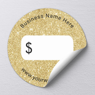 Glitter Dourado Moderno com Etiqueta de Preço