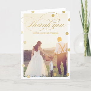 Glitter Dourado Obrigado Cartões Casamento