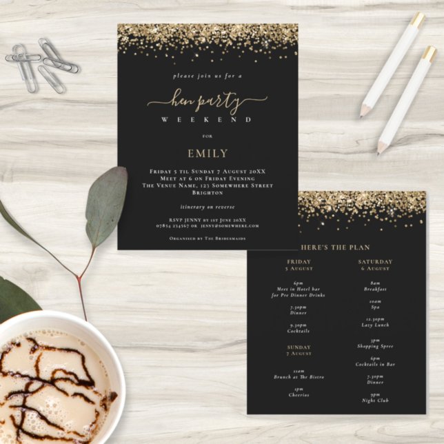 Glitter Dourado Orçamento Convite Itinerário de Fi (Criador carregado)