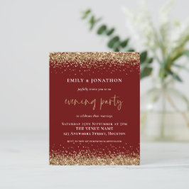 Glitter Dourado QR Casamento noturno Burgundy