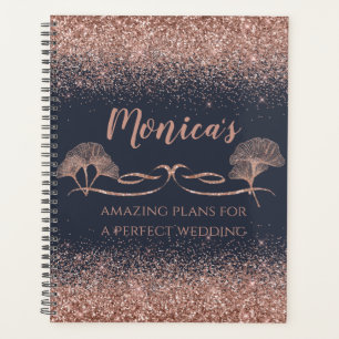 Glitter Dourado rosa deixa o Planejador de Casamen