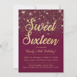 Glitter & Dourado, Ruby Sweet 16 Convites de Anive