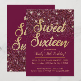 Glitter & Dourado, Ruby Sweet 16 Convites de Anive