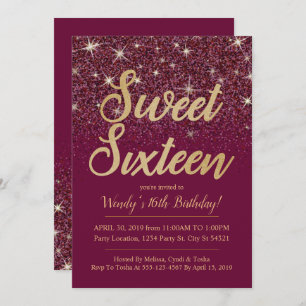 Glitter & Dourado, Ruby Sweet 16 Convites de Anive