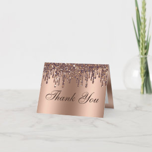 Glitter Drill Bronze Bebê Cartões de agradecimen
