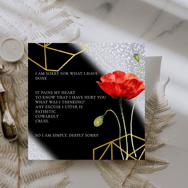 Glitter Elegant Peço desculpa Cartão (Criador carregado)