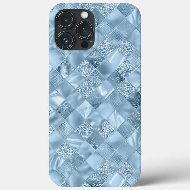 Glitter Elegante Chic Metálico Pastel Azul (Verso)