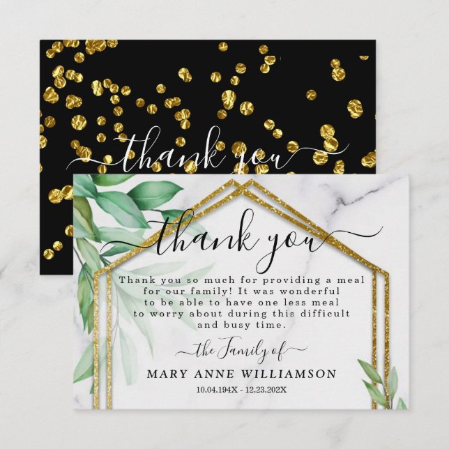 Glitter Elegante Deixa Cartões de agradecimentos d (Frente/Verso)