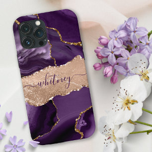 Glitter Girly Purple Agate e Rosa Dourado Na moda